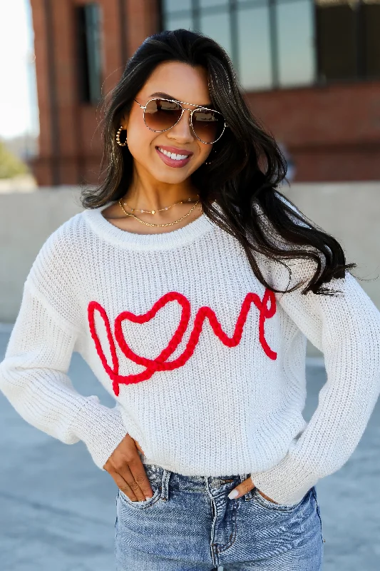 FINAL SALE - True To My Heart White Love Sweater