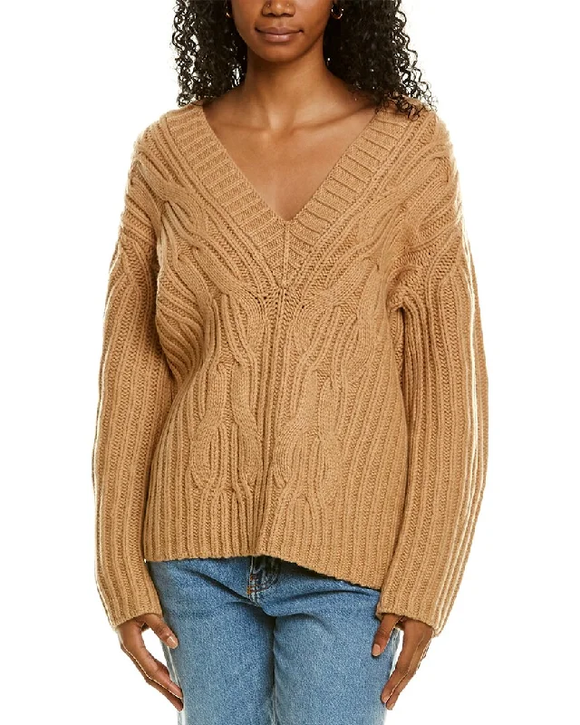 Vince Cable Front V-Neck Wool & Cashmere-Blend Sweater