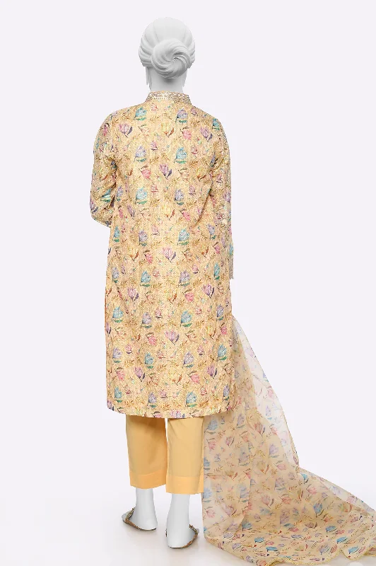 Yellow Embroidered 3PC