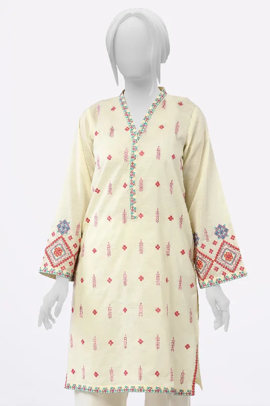 Cream Embroidered Kurti