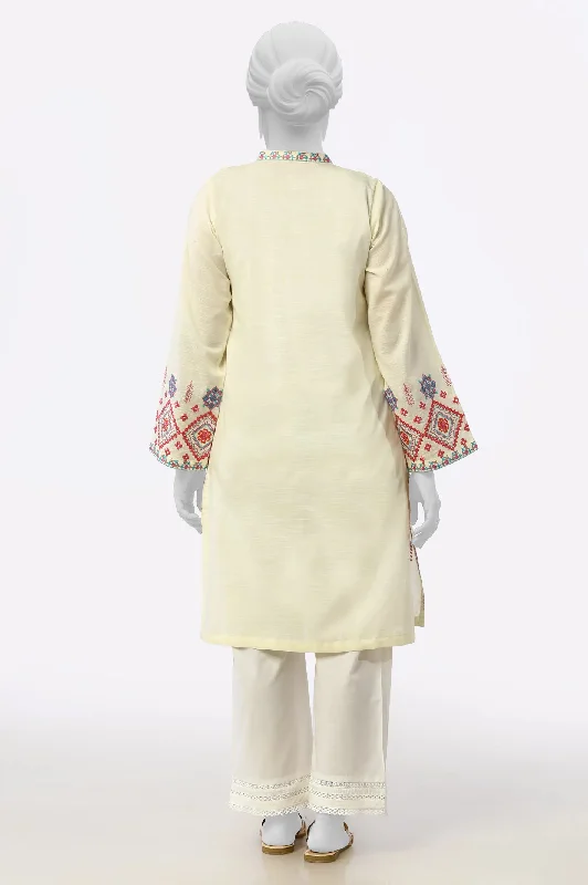 Cream Embroidered Kurti