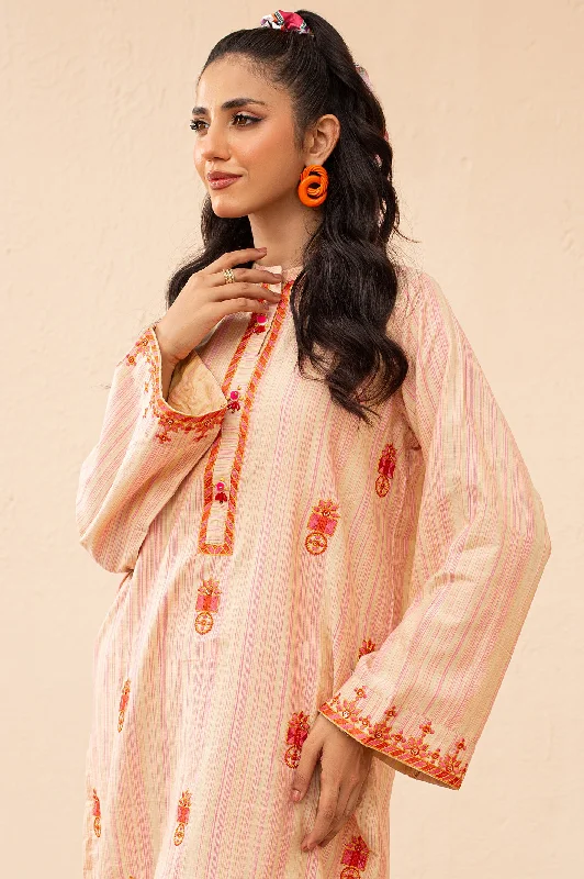 Cream Embroidered Kurti