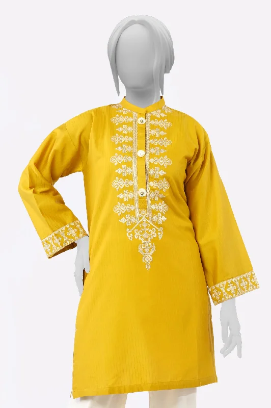 Mustard Embroidered Kurti