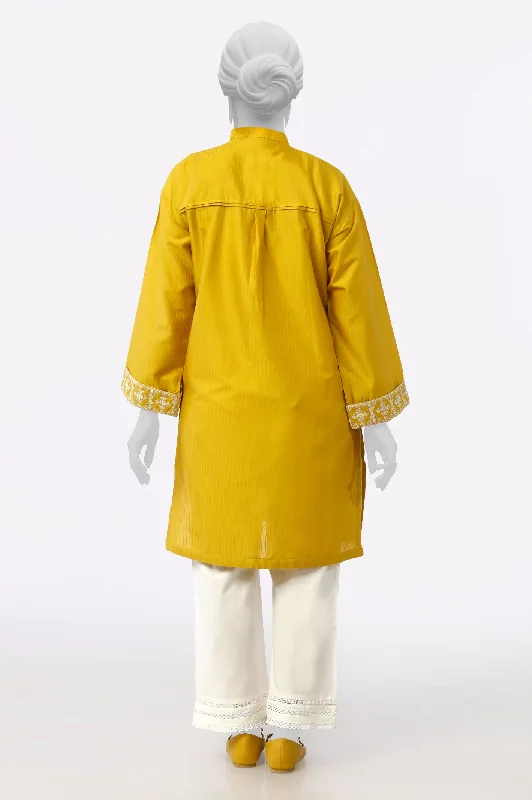 Mustard Embroidered Kurti