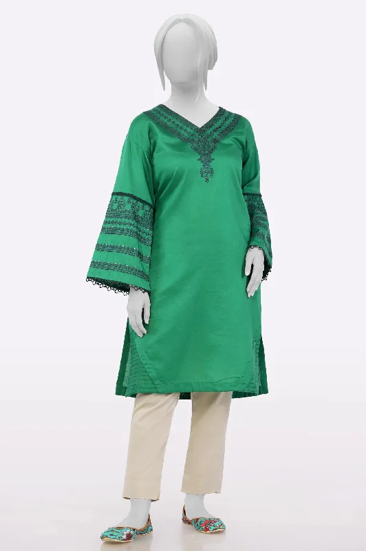 Dark Green Embroidered Kurti