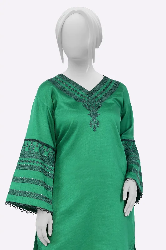 Dark Green Embroidered Kurti