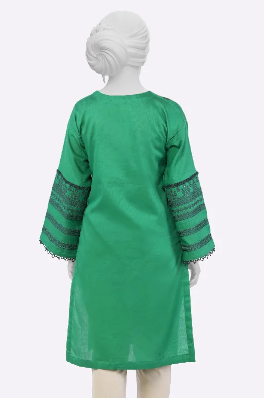 Dark Green Embroidered Kurti