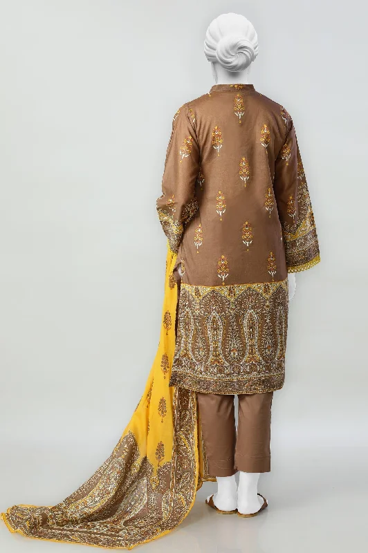 Brown Printed 3PC