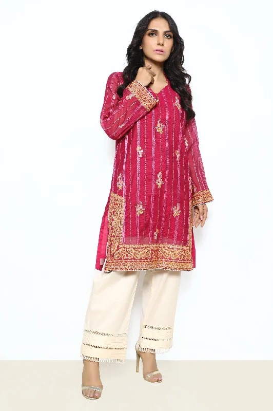 Khaddi Net Pink Kurti