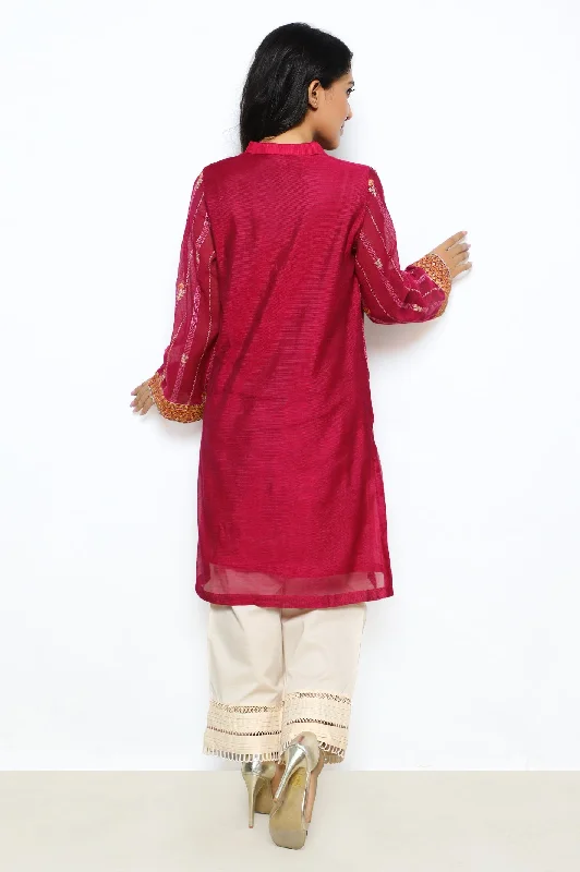 Khaddi Net Pink Kurti