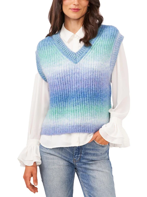 Womens Tie-Die Knit Sweater Vest