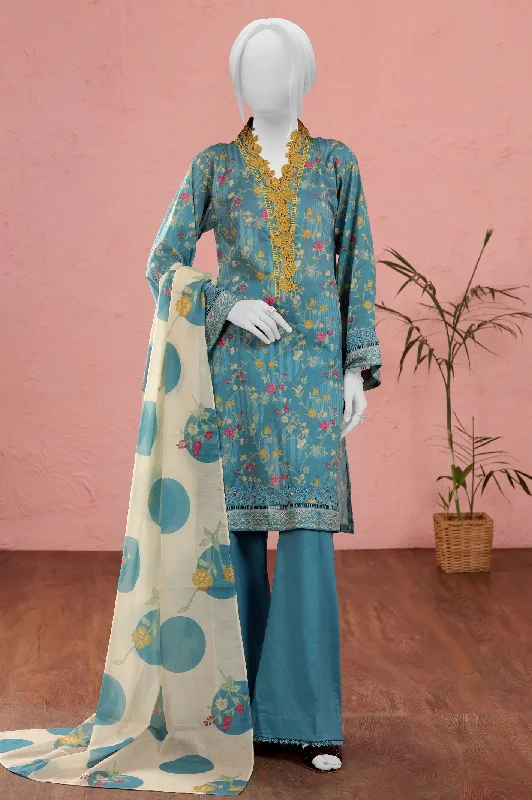 Sea GreenUnstitched Kurti With Dupatta