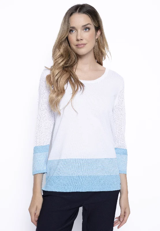 3/4 Sleeve Knitted Stripe Top