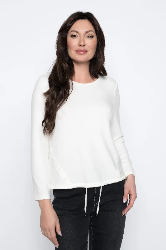 Button Trim Top With Drawstring