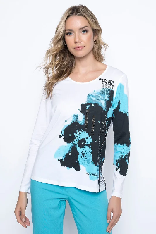 Embellished Long Sleeve Crew Neck Top