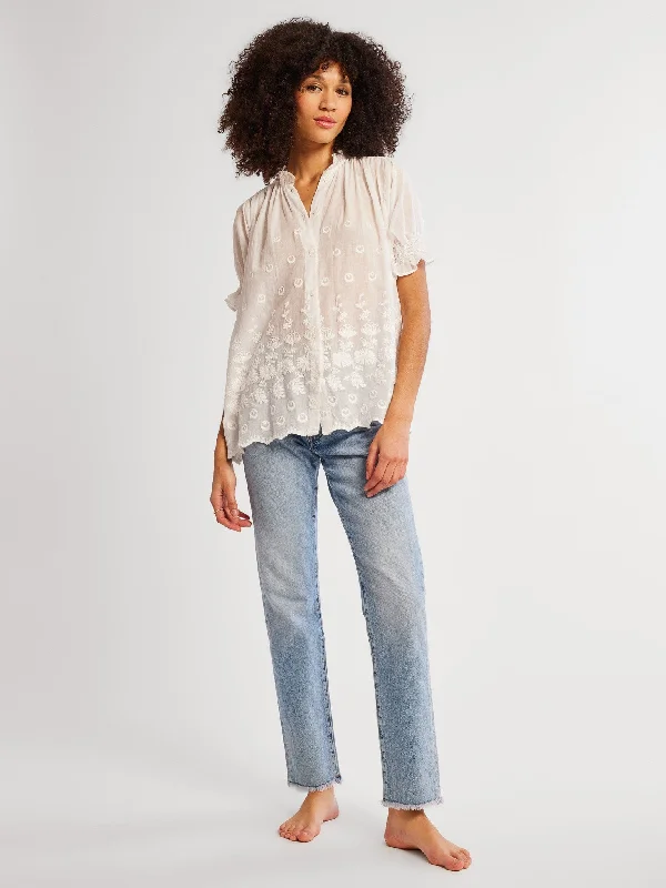 Marnie Top in White Petal Embroidery