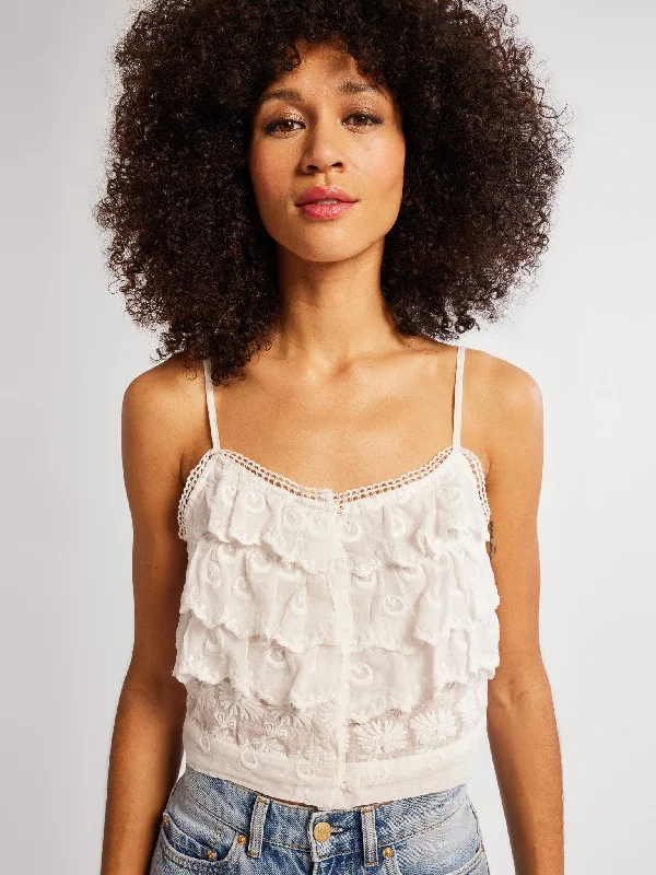 Patti Top in White Petal Embroidery