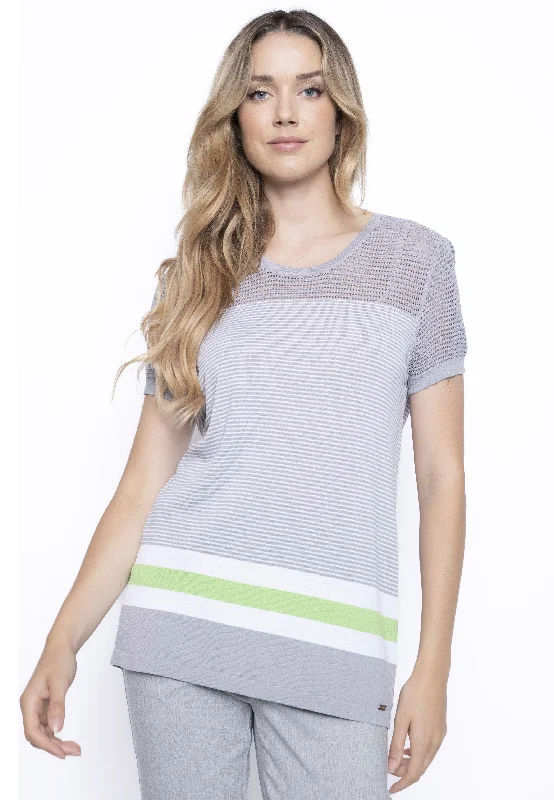 Short Sleeve Knitted Stripe Top