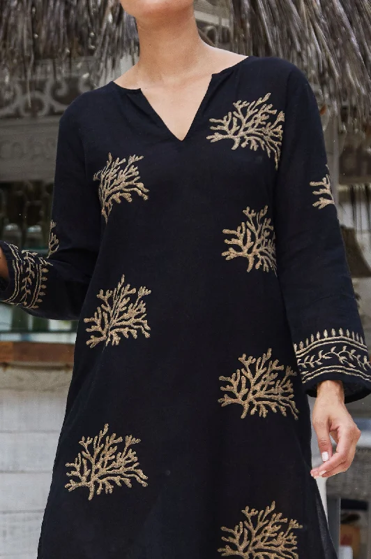 Guadalupe Maxi Tunic | Black/Gold