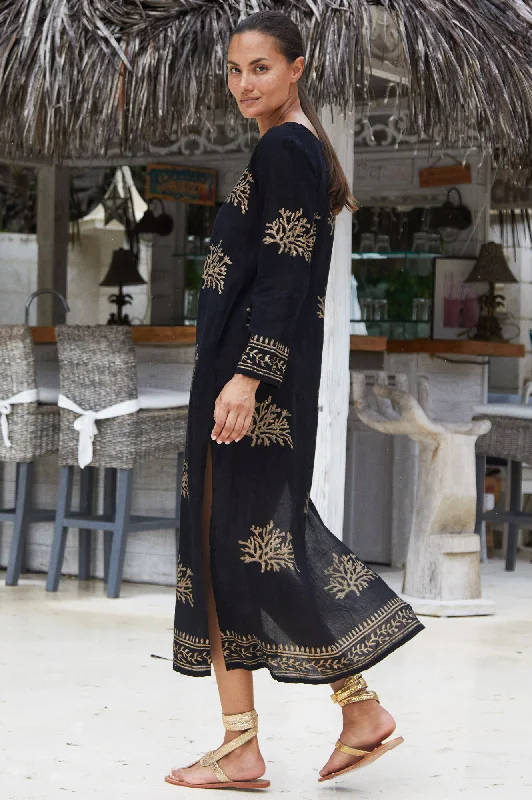 Guadalupe Maxi Tunic | Black/Gold