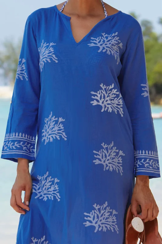 Guadalupe Maxi Tunic | Cobalt Blue/White