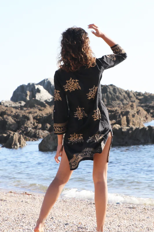 Guadalupe Short Tunic | Black/Gold