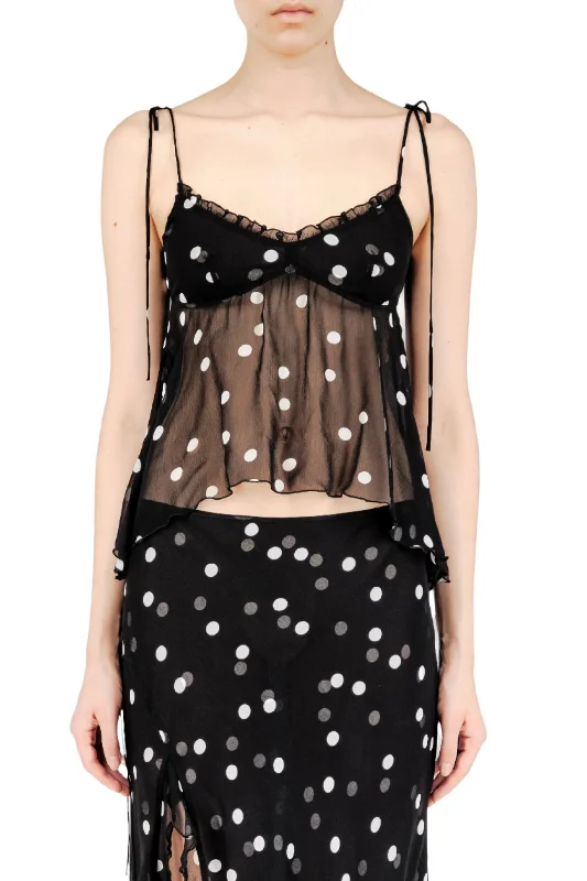 Polka Dots Ruffled Cami Top