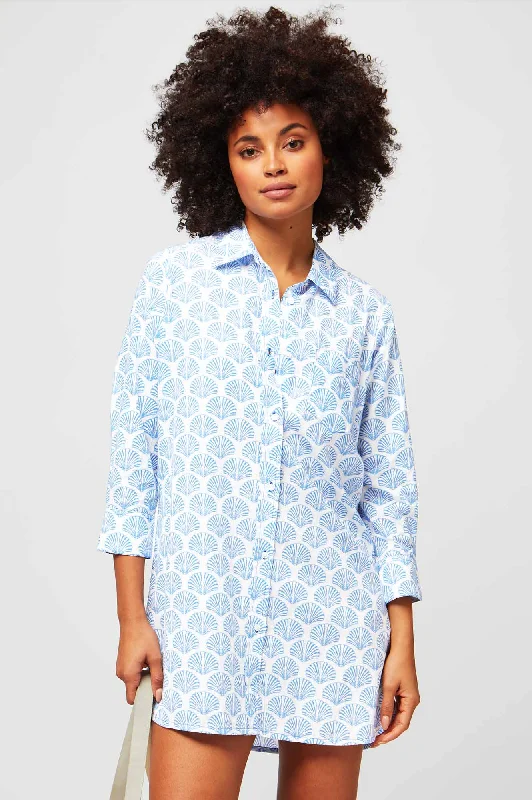 Saffron Beach Shirt | Shell Marina Blue