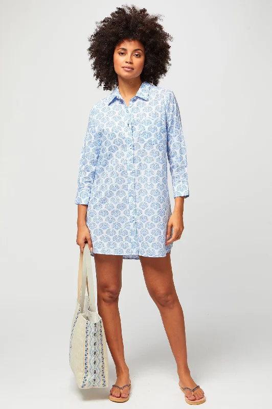 Saffron Beach Shirt | Shell Marina Blue