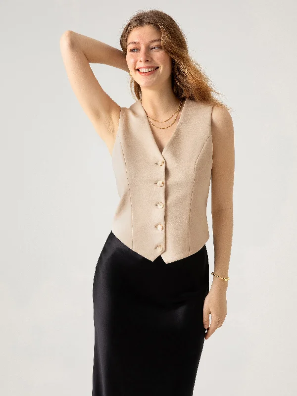 V-Neck Cropped Waistcoat