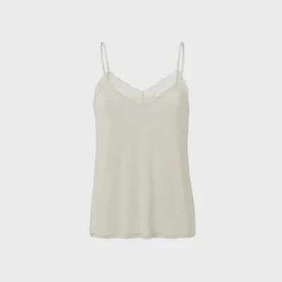 YAYA Lace strappy top w jersey body birch sand